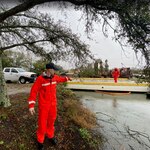A Coast Guard Sector Charleston Incident Management Division member from Sector Charleston and partner agencies concluded pollution response efforts for an oil product found in a water drain in Charleston, South Carolina, Feb. 12, 2024. On Feb 8, Sector Charleston’s Incident Management Division, in coordination with the Charleston County Emergency Management Department and Charleston City Water Management Department, received a report of oil in a storm drain near a Chevron facility in Charleston, South Carolina. (U.S. Coast Guard courtesy photo)