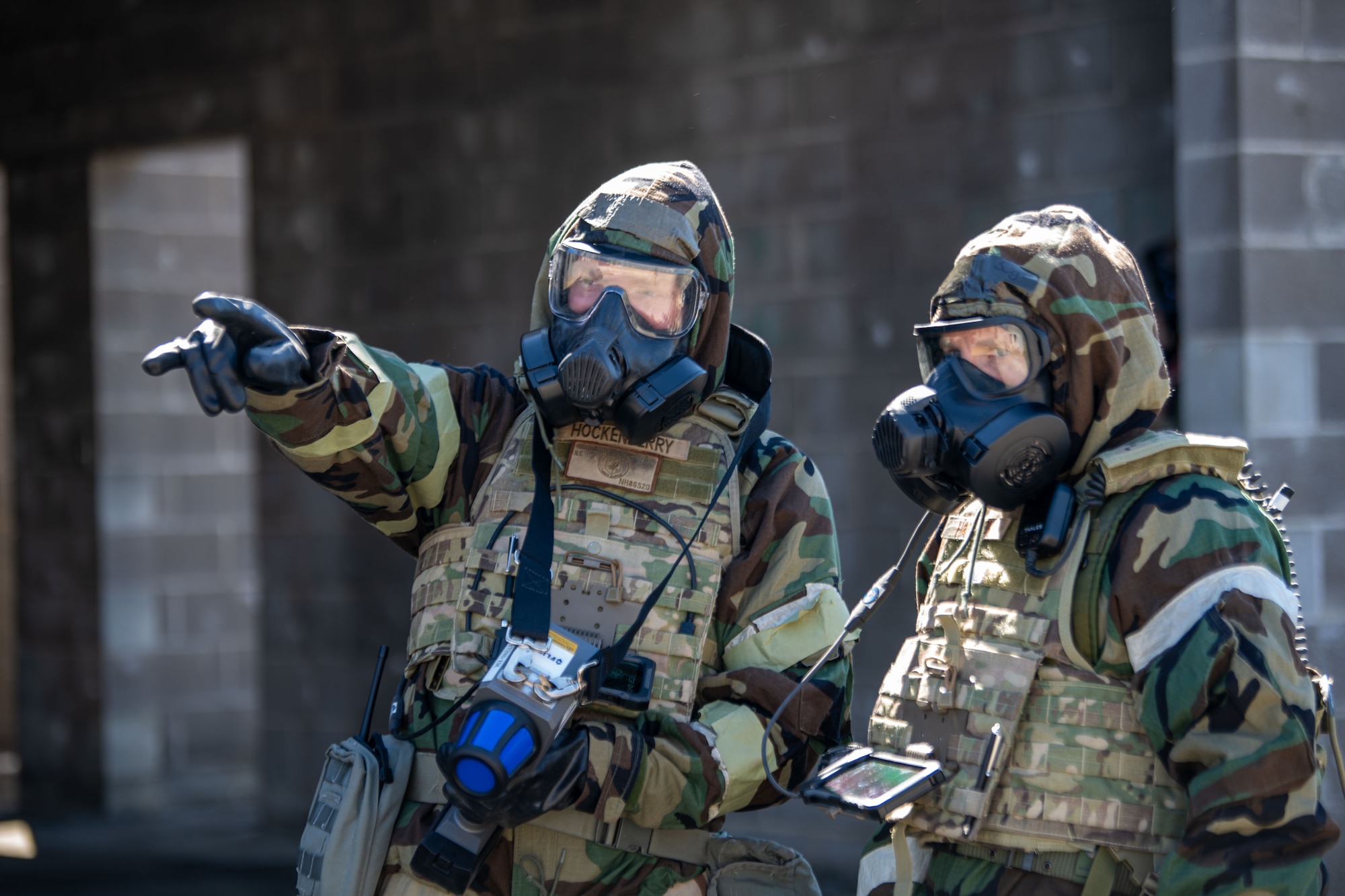Airmen participating in PATRIOT 24 survey an area for radiological hazards during PATRIOT 24, Camp Shelby, Mississippi, Feb. 19, 2024.