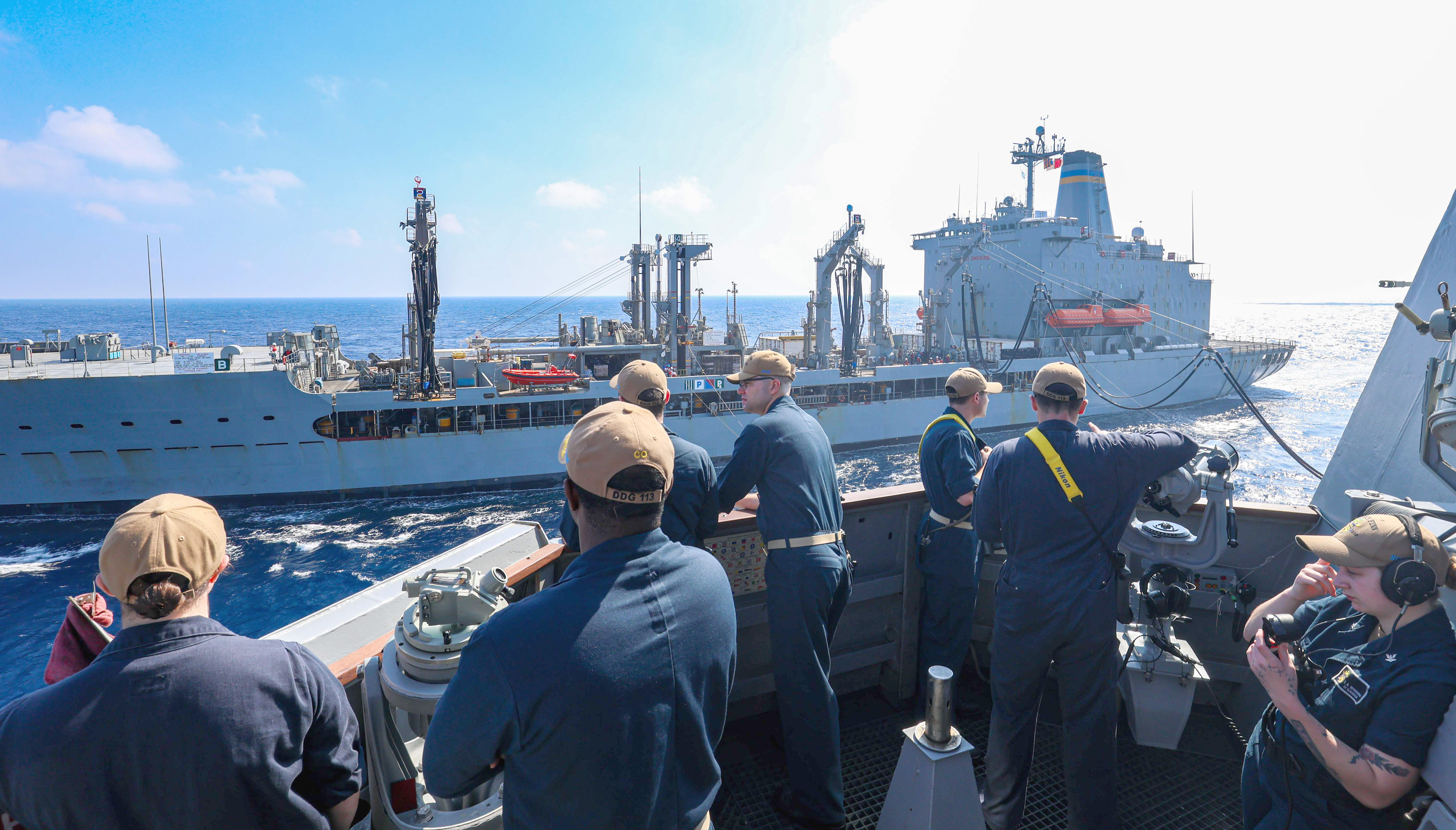 USS John Finn (DDG 113) replenishment with USNS John Ericsson (T-AO 194) in the South China Sea.