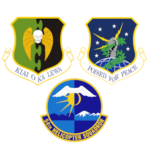 The 5th Bomb Wing, 91st Missile Wing, and 54th Helicopter Squadron logos. The aviation resource management career field includes members from the 91 MW, Airmen in the 5 BW, and 54 HS won Outstanding Large Unit of the Year award. (graphic by Airman 1st Class Luis Gomez)