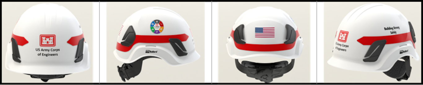 Image of all sides of the new safety helmet.