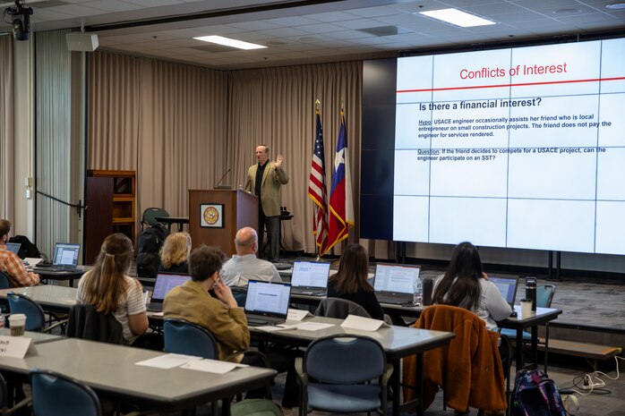 The U.S. Army Corps of Engineers (USACE), Galveston District (SWG), hosted PROSPECT (Proponent-Sponsored Engineer Corps Training) Course 183, Formal Source Selection, at the Jadwin Building in Galveston, Texas, Feb. 13-16, 2024.
Source selection is the federal government’s process for selecting contractors to perform work or provide a supply or to construct a building.