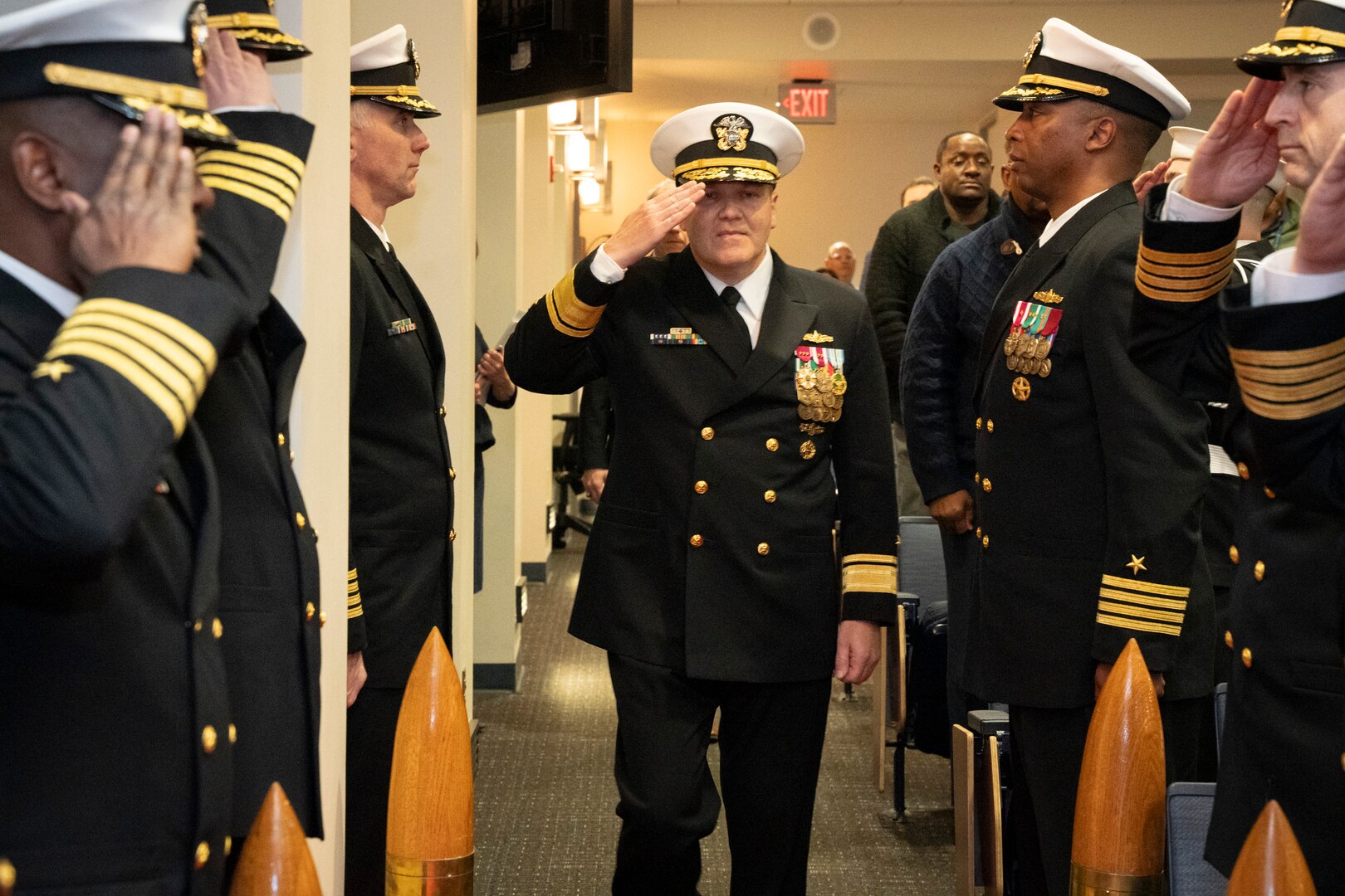 (240221-N-N2201-001) WASHINGTON NAVY YARD – Rear Adm. Tom Anderson relieved Tom Rivers, Senior Executive Service (SES) as Program Executive Officer (PEO), Ships in a ceremony held February 21.