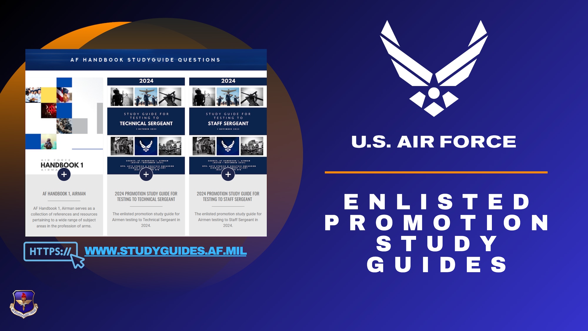 snapshot of study guide website on blue background