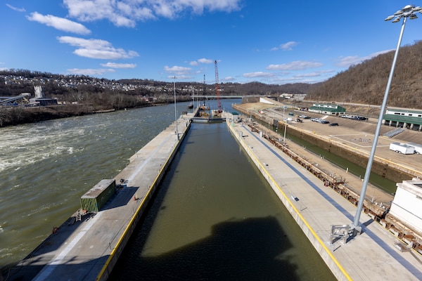 The U.S. Army Corps of Engineers is currently conducting fully integrated system tests on the new navigation chamber, which measures 84 feet wide by 720 feet long.
