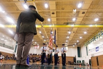 Alaska Air National Guardsman volunteers as JROTC drill judge