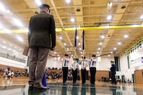 Alaska Air National Guardsman volunteers as JROTC drill judge