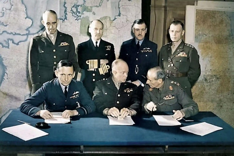 Generals preparing the plans for D-Day.