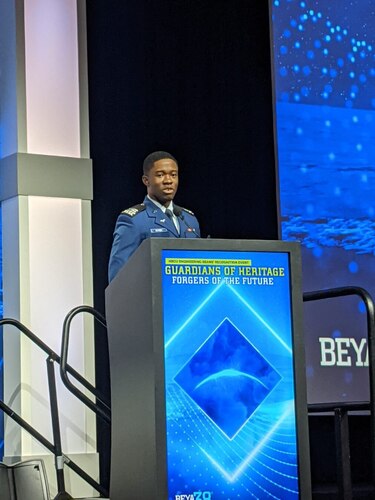 Air Force Academy Cadet 1st Class Jabari Bowen earns the 2024 Black Engineer of the Year award in undergraduate leadership