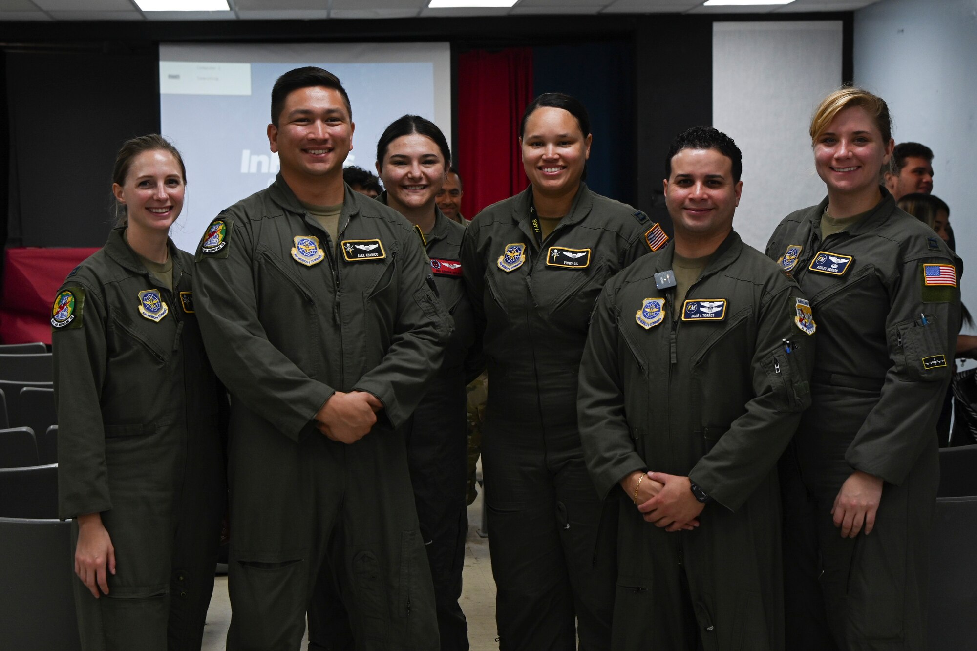 Members from MacDill Air Force Base’s Aviation Inspiration Mentorship (AIM) team traveled to Puerto Rico to meet with local schools in the community to enhance their understanding of aviation careers within the Air Force, Feb, 12, 2024. AIM is an Air Force outreach program that supports community engagement with a mission to inform, influence and inspire the next generation of Air Force aviators. (U.S. Air Force photo by Senior Airman Jessica Do)