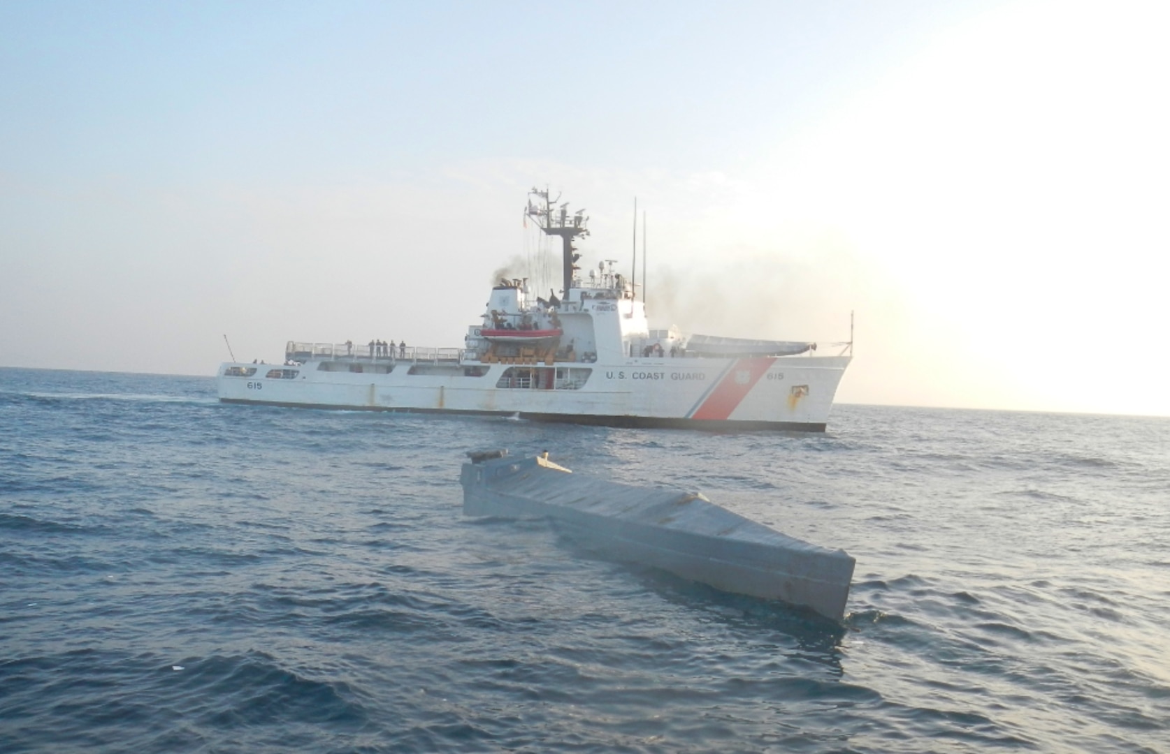 The crew of U.S. Coast Guard Cutter Reliance (WMEC 615) interdicts a low-profile vessel carrying more than $5 million in illicit narcotics in the Eastern Pacific Ocean, Feb. 15, 2024. Patrolling in support of Joint Interagency Task Force-South, the Reliance crew stopped two drug trafficking ventures, detaining six suspected traffickers and preventing nearly 4,000 pounds of cocaine and 5,400 pounds of marijuana, worth more than $57 million, from entering the United States. (U.S. Coast Guard photo courtesy of Reliance)