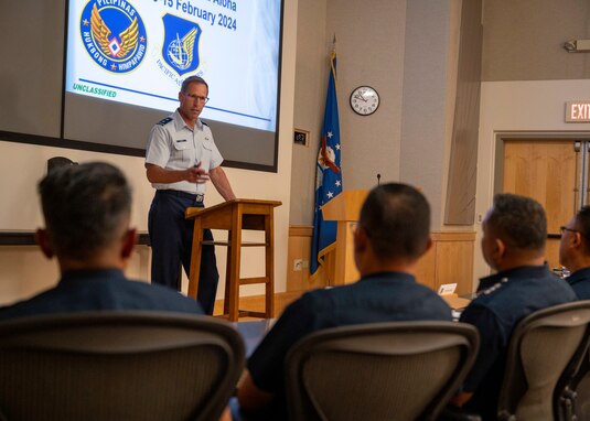 Photo of an U.S. Air Force officer speaking