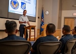 U.S. Air Force Maj. Gen. Mark Weber, Air National Guard Assistant to the Pacific Air Forces Commander, provides opening remarks during an Airmen-to-Airmen Talk hosted by Pacific Air Forces at Joint Base Pearl Harbor-Hickam, Hawaii, Feb. 13, 2024. Events like A2ATs enable PACAF personnel to expand foreign relations with Allies and partners across the Indo-Pacific region. (U.S. Air Force photo by Tech. Sgt. Jimmie D. Pike)