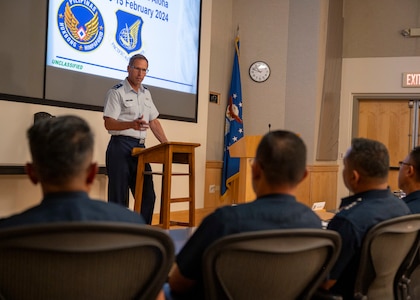 Photo of an U.S. Air Force officer speaking