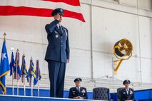 U.S. Air Force Col. Patrick Dierig, 1st Special Operations Wing commander, renders his first salute as the 1st SOW commander at the 1st SOW change of command ceremony at Hurlburt Field, Florida, Feb. 23, 2024.