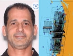 The Coast Guard suspended the search for 49-year-old Zaid Abdeen, Feb. 24, 2024, Dunedin, Florida. The man was last seen on Feb. 23 on a blue and white inflatable paddleboard, wearing dark shorts and a light blue t-shirt. (U.S. Coast Guard illustration by Petty Officer 1st Class Nicole J. Groll)