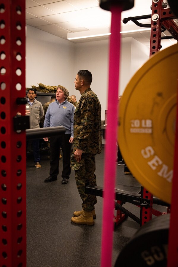 U.S. Marine Corps Sgt. Maj. Carlos A. Ruiz, Sergeant Major of the Marine Corps, tours the future Warrior Athlete Readiness and Resilience Center, currently under construction, on Marine Corps Base Camp Lejeune, North Carolina, Feb. 22, 2024. This facility will house a holistic, collaborative program that will enhance combat readiness in conjunction with warfighter resiliency by strengthening the mental, social, spiritual, and physical fitness necessary to overcome any challenge. (U.S. Marine Corps photo by Lance Cpl. Loriann Dauscher)