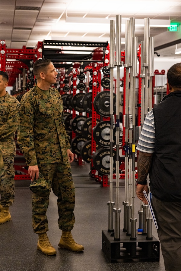 U.S. Marine Corps Sgt. Maj. Carlos A. Ruiz, Sergeant Major of the Marine Corps, tours the future Warrior Athlete Readiness and Resilience Center, currently under construction, on Marine Corps Base Camp Lejeune, North Carolina, Feb. 22, 2024. This facility will house a holistic, collaborative program that will enhance combat readiness in conjunction with warfighter resiliency by strengthening the mental, social, spiritual, and physical fitness necessary to overcome any challenge. (U.S. Marine Corps photo by Lance Cpl. Loriann Dauscher)