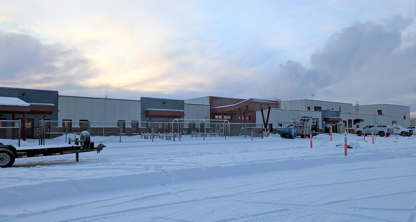 Seen from the building’s exterior, the newly constructed child development center at Fort Wainwright can accommodate up to 338 children ranging from six weeks to five years old. (Photo by Katy Doetsch, USACE – Alaska District)