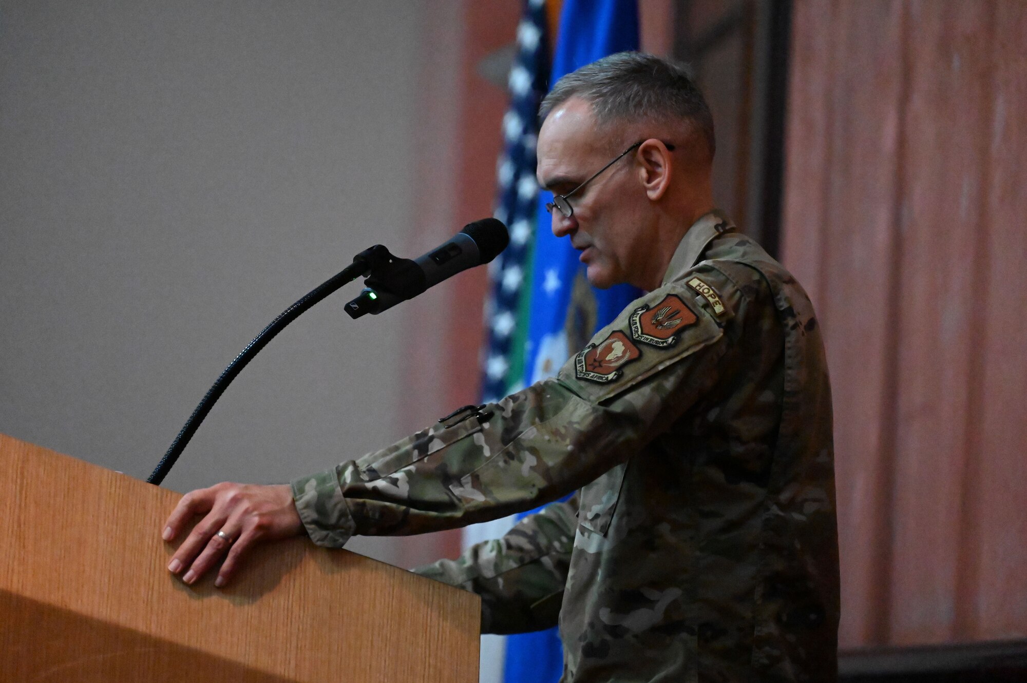 A colonel gives a speech.