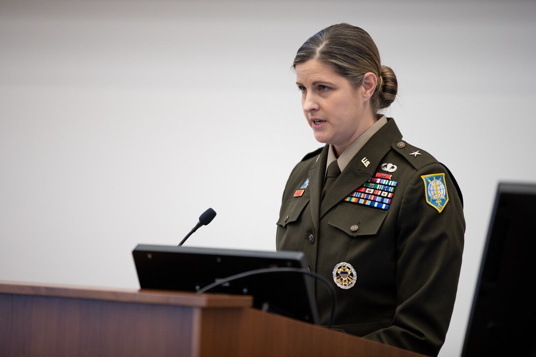 U.S. Army Reserve Brig. Gen. Melissa Adamski, commander, Military Intelligence Readiness Command