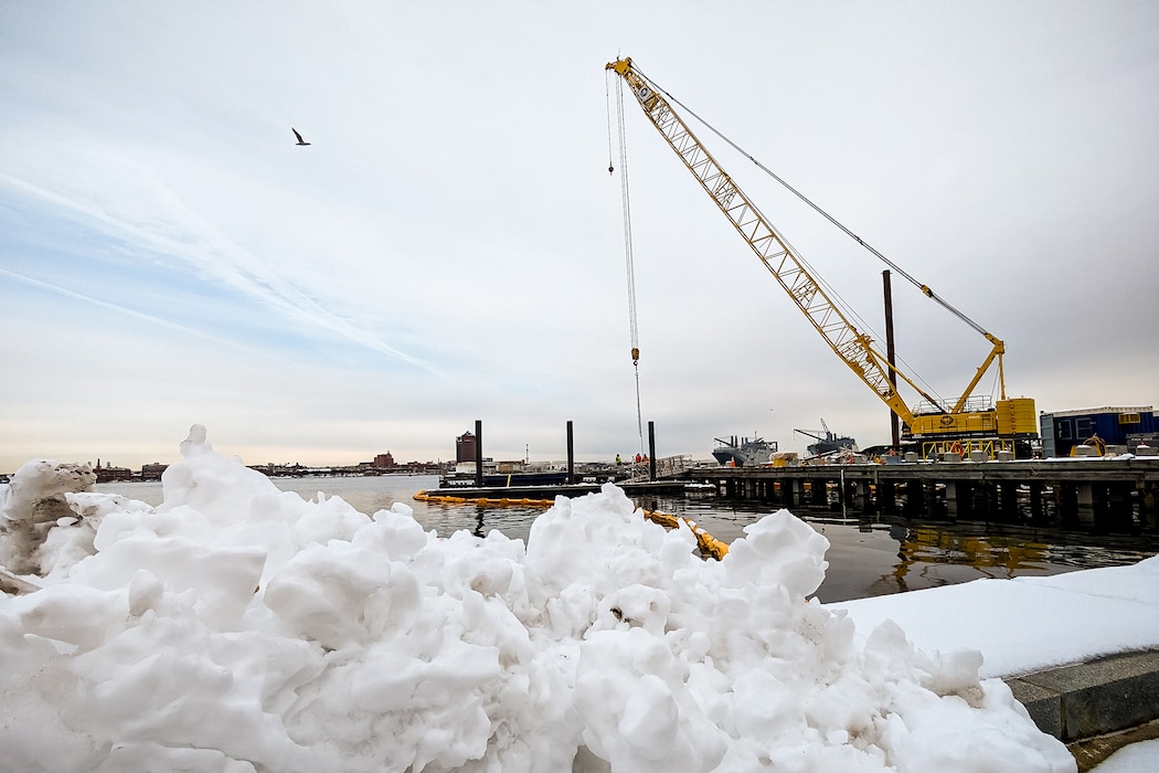 The Baltimore District's Survey/Debris Section is replacing the nearly 50-year old timber pier at our Fort McHenry site with a new concrete pier. The new pier is intended to last another 40-plus years to service the Survey Vessel CATLETT and the Debris Vessel REYNOLDS, both of which make sure Baltimore-area waterways are clear and navigable. The project is anticipated to be completed by June 2024.