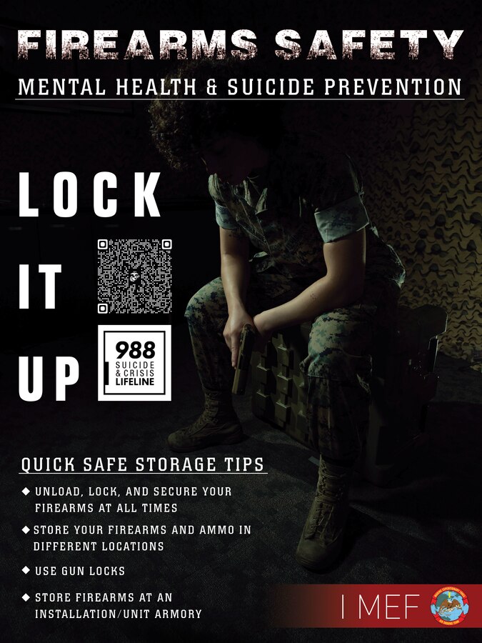 This U.S. Marine Corps graphic was created for the Lock It Up Lethal Means Safety Campaign at Camp Pendleton, California, July 6, 2023. The purpose of the campaign is to provide Marines, Sailors and families with information regarding lethal means safety and increase awareness of safe storage of personally owned firearms. (U.S. Marine Corps graphic by Cpl. Brian Knowles) (Graphic designed in Photoshop)