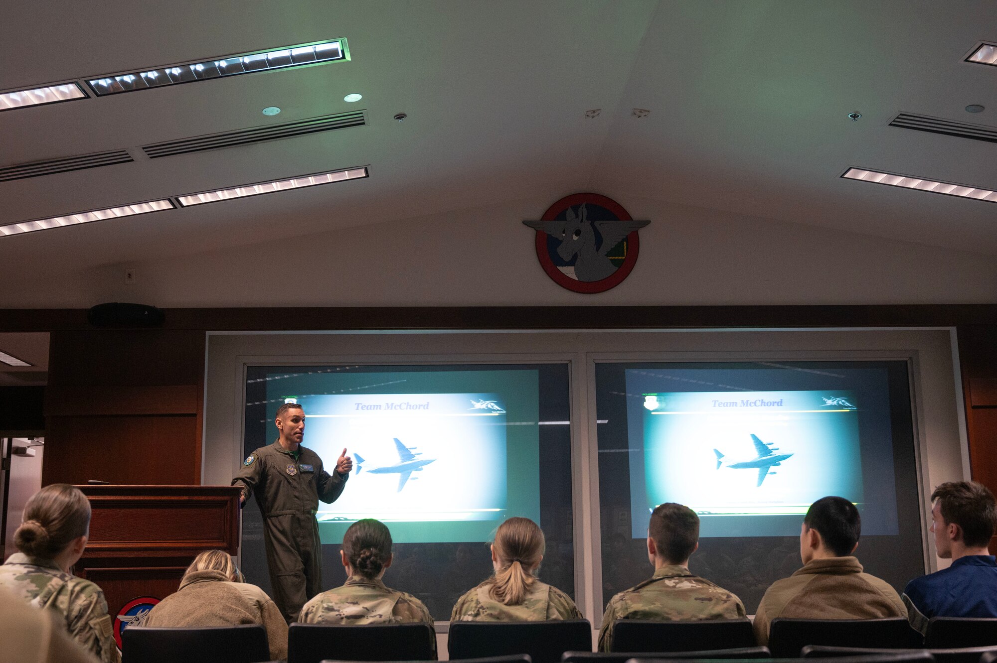 University of Washington ROTC toured a C-17 Globemaster III along with various locations around Joint Base Lewis-McChord, Washington, Feb. 23, 2024. The cadets were introduced to Team McChord Airmen as well as various aviation career fields and toured a C-17 to experience the rapid global mobility mission first-hand. Team McChord hosts tours to and to give future Airmen the chance to experience various career opportunities.
