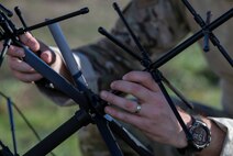 Airman sets up antenna