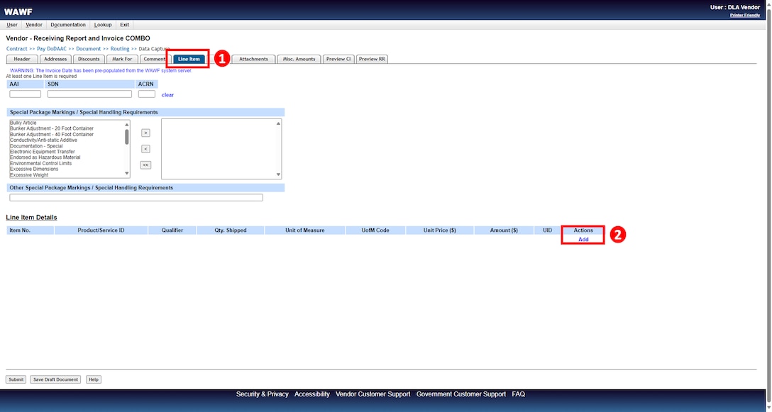 Steps to take in the Combo Invoicing Process to create and submit an invoice (payment request) and a receiving report simultaneously.