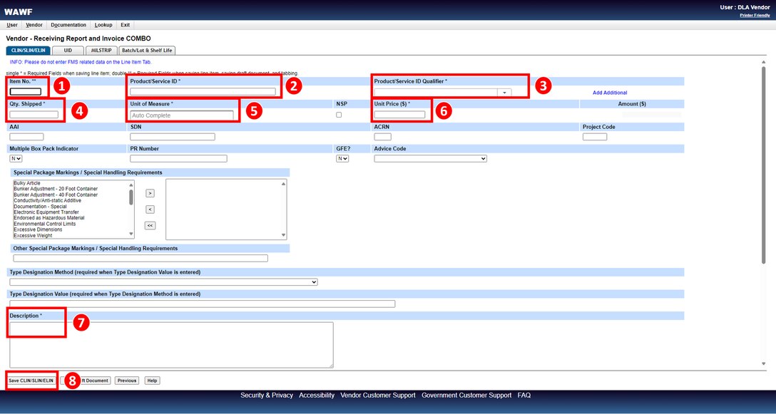 Steps to take in the Combo Invoicing Process to create and submit an invoice (payment request) and a receiving report simultaneously.
