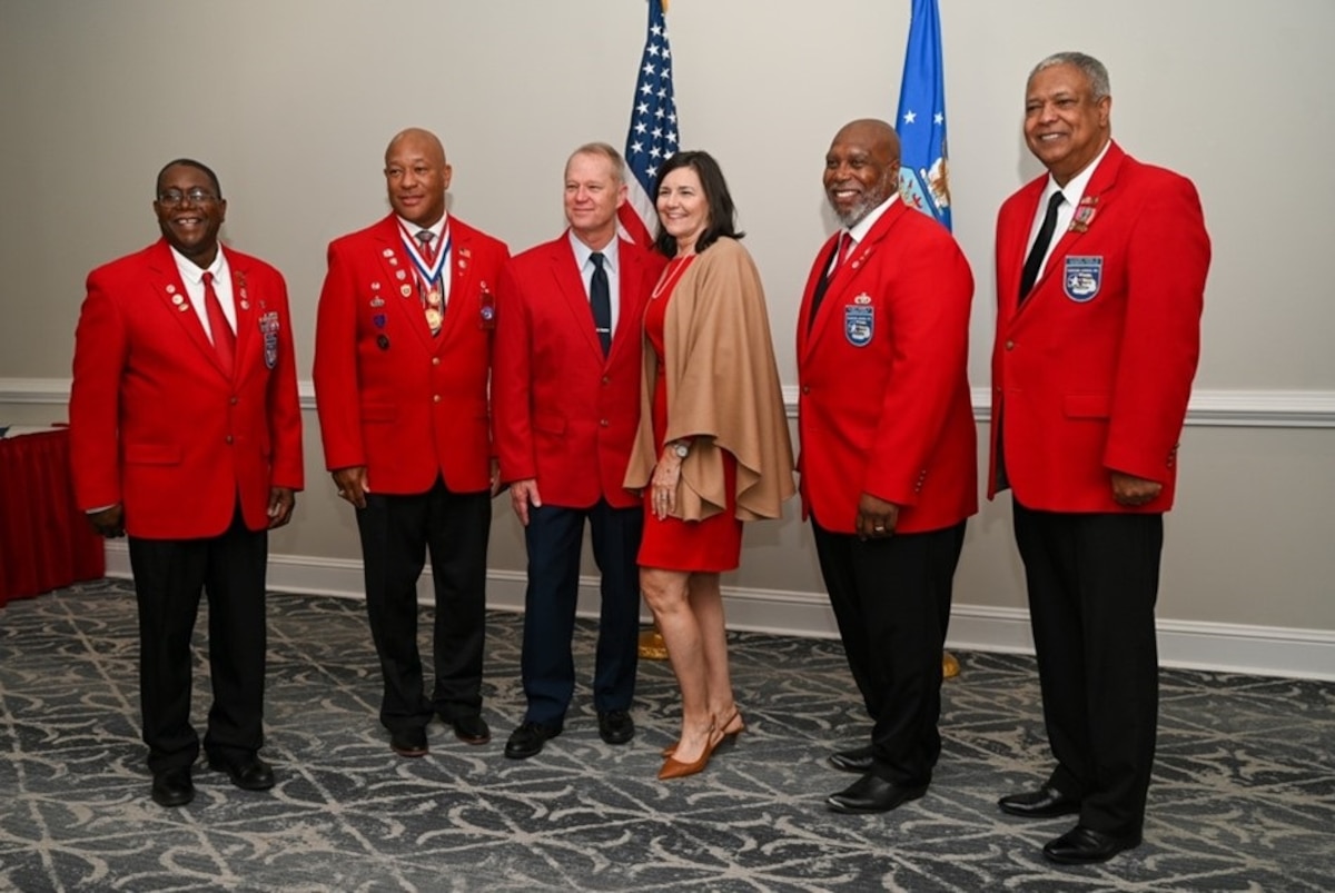 Group photo during Tuskegee Airmen Red Jacket ceremony.