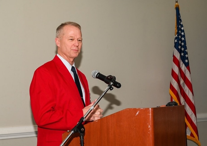 Gen. Mark Kelly, commander Air Combat Command at Tuskegee Airmen Red Jacket ceremony