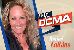 A woman, Reneé Calkins, poses for a photo with the "My DCMA" logo across the image.