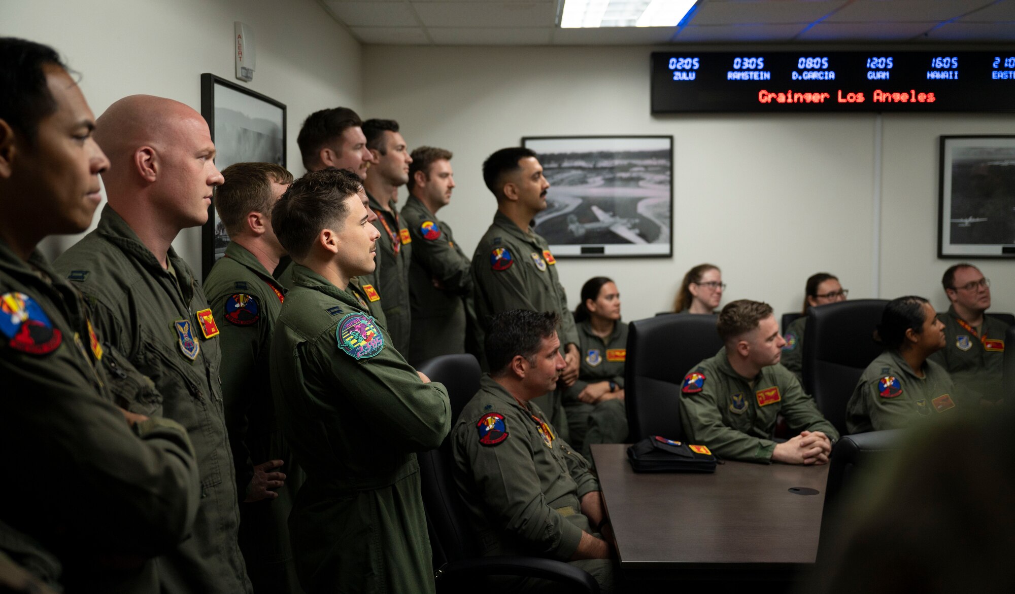 B-52 Stratofortress crews from the 23rd Expeditionary Bomb Squadron, Minot Air Force Base, North Dakota and the 49th Test and Evaluation Squadron, Barksdale Air Force Base, Louisiana, participated in hypersonic weapon familiarization training at Andersen Air Force Base, Guam, Feb. 27, 2024. The Department of Defense is developing hypersonic science and technology to ensure the U.S. can rapidly transition operational hypersonic systems. (U.S. Air Force photo by Airman 1st Class Spencer Perkins)