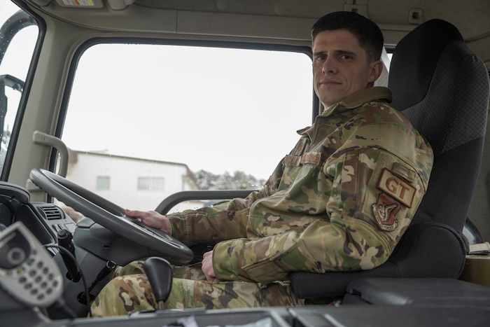 Tech. Sgt. Anthony Dillier, 35th Logistics Readiness Squadron ground transportation noncommissioned officer in charge, sits in the driver seat of a government-owned vehicle at Misawa Air Base, Japan, Feb. 26, 2024.