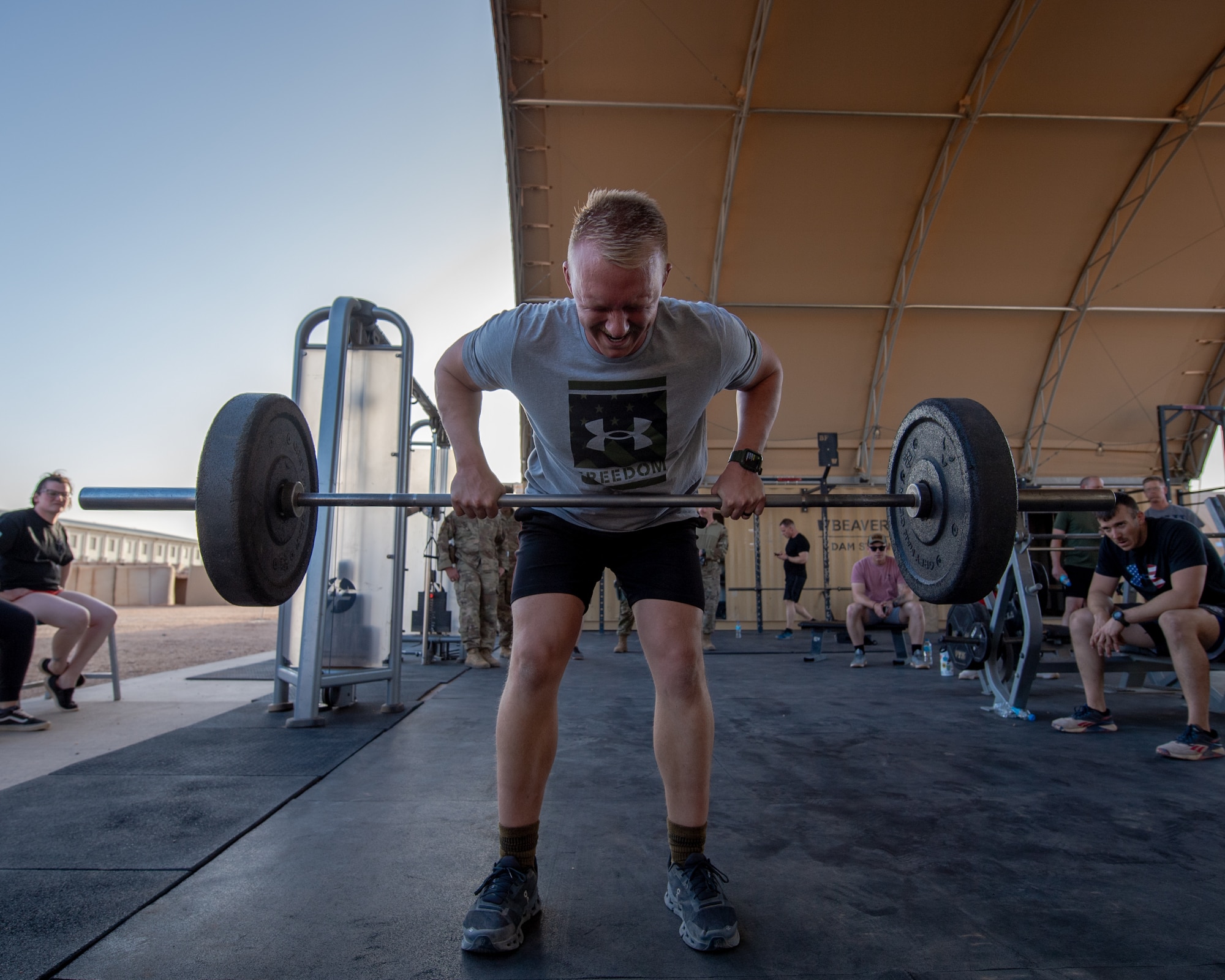 A man lifting weights.