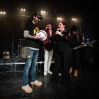 Mark Albert Bertényi, executive producer of the Turku Rock Academy and Rock Academy Finland, is thanked by Musician 2nd Class Emily Kershaw, assigned to the U.S. Naval Forces Europe-Africa (NAVEUR-NAVAF) band, following a joint concert betwen the U.S. Naval Forces Europe-Africa (NAVEUR-NAVAF) band and Turku Rock Academy Students in Turku, Finland, Jan. 29, 2024. In addition to the Turku concert, the five-day visit will include concerts at the Help Center for Ukrainians, Kauniala Veteran’s Hospital, Vaskivuori High School, Marjatta Schools, and U.S. Embassy to Finland, as well as workshops with students from Vaskivuori High School. U.S. Naval Forces Europe-Africa operates U.S. naval forces in the U.S. European Command (USEUCOM) and U.S. Africa Command (USAFRICOM) areas of responsibility. U.S. 6th Fleet is permanently assigned to NAVEUR-NAVAF, and employs maritime forces through the full spectrum of joint and naval operations.