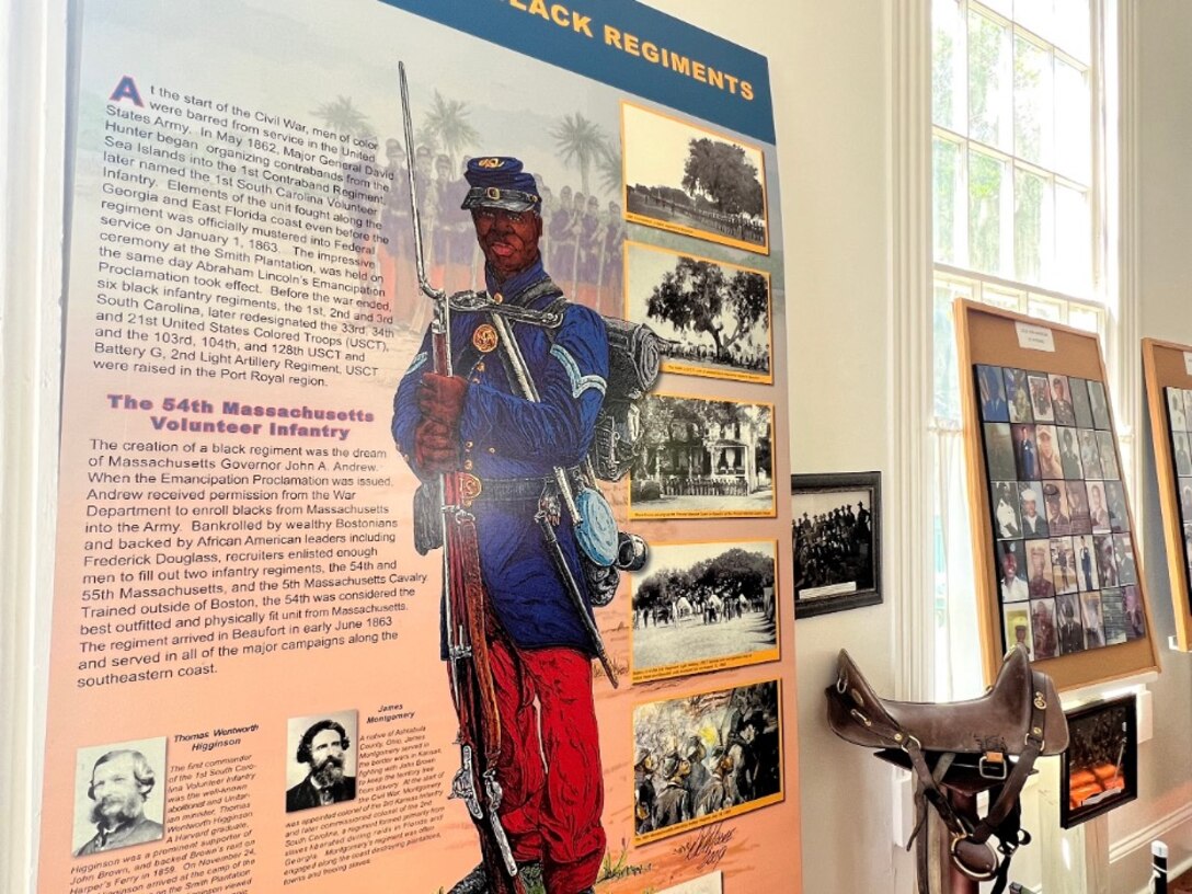 The 319th MPAD also visited The Grand Army of the Republic Hall, which is an organization that was founded to support and connect retired soldiers of color following the civil war. Before the end of the civil war six black infantry regiments had fought on the side of the union out of the Port Royal Region. The United States Army is a diverse and progressive fighting force that puts its soldiers first as its greatest asset. (U.S. Army photo by Sgt. Vincent Wilson)