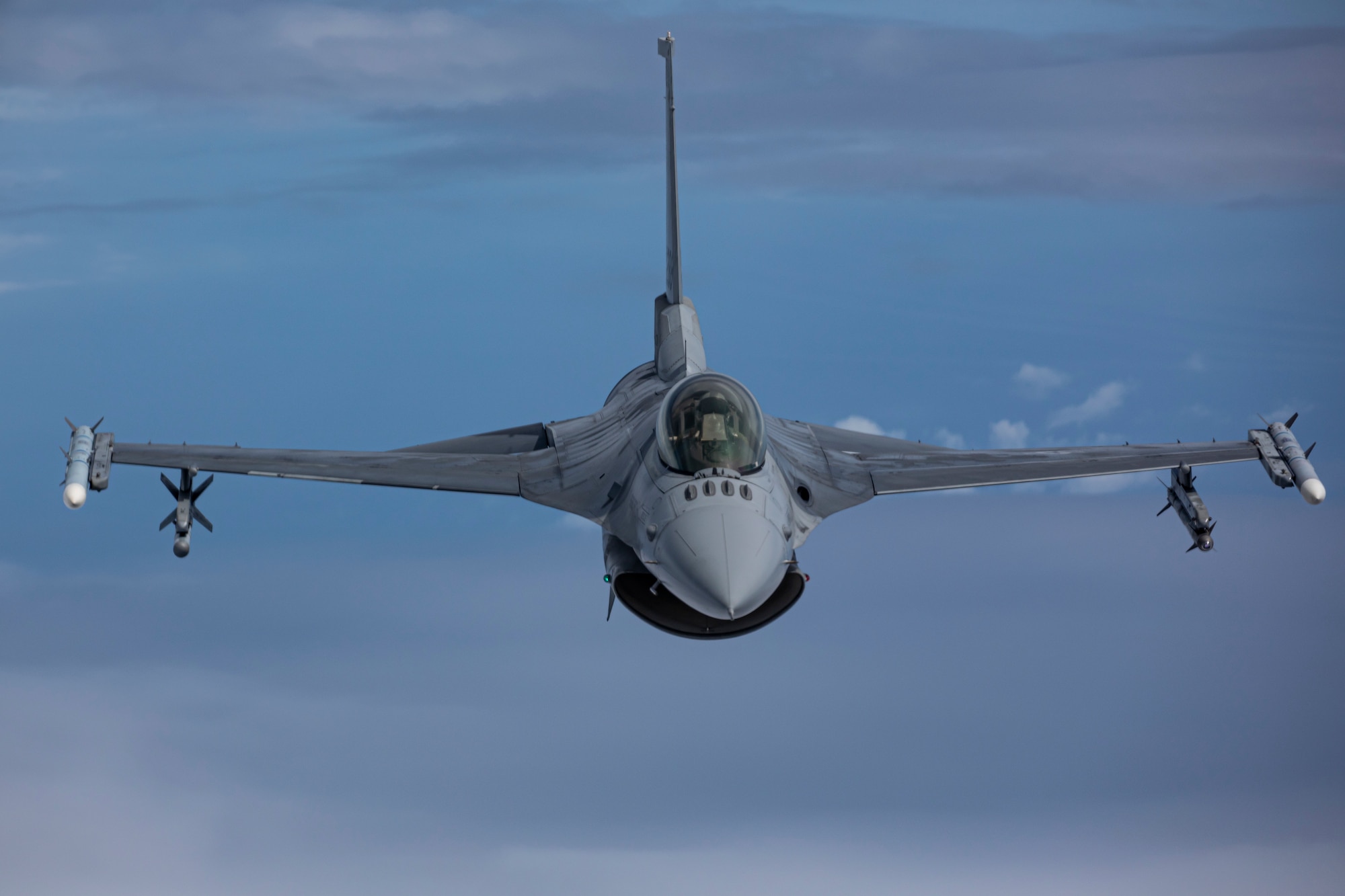 A U.S. Air Force F-16C Fighting Falcon in flight.