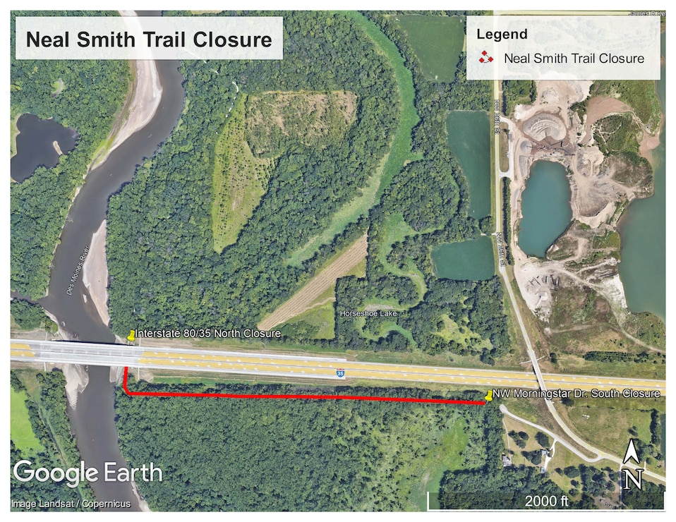 Temporary closure on Neil Smith Trail at Saylorville Lake