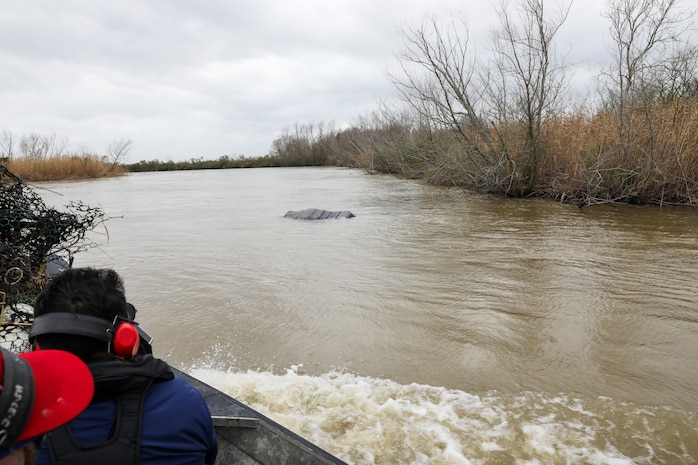Each year, the Texas Parks and Wildlife Division (TPWD) closes crab fishing with wire mesh crab traps for ten days to give volunteers the opportunity to round up lost and abandoned traps. The closure is traditionally in late February or early March. Unattended traps “ghost fish” and kill blue crabs and other species unnecessarily and can also create a navigation hazard for boaters.
According to a press release from TPWD, since the “Crab Trap Roundup” began 22 years ago, volunteers have removed 42,500 derelict traps, saving an estimated 700,000 blue crabs, a valuable natural resource.
Each year at the Wallisville Lake Project, U.S. Army Corps of Engineers (USACE), Galveston District (SWG) personnel join the Crab Trap Roundup, while they patrol.