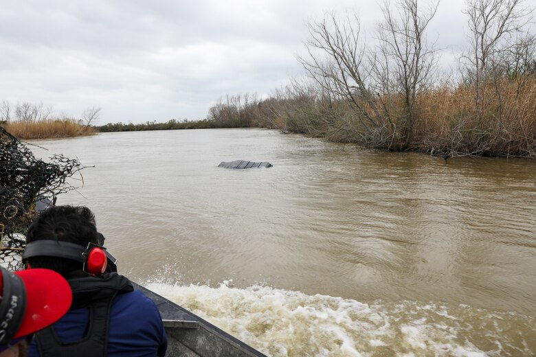 Each year, the Texas Parks and Wildlife Division (TPWD) closes crab fishing with wire mesh crab traps for ten days to give volunteers the opportunity to round up lost and abandoned traps. The closure is traditionally in late February or early March. Unattended traps “ghost fish” and kill blue crabs and other species unnecessarily and can also create a navigation hazard for boaters.
According to a press release from TPWD, since the “Crab Trap Roundup” began 22 years ago, volunteers have removed 42,500 derelict traps, saving an estimated 700,000 blue crabs, a valuable natural resource.
Each year at the Wallisville Lake Project, U.S. Army Corps of Engineers (USACE), Galveston District (SWG) personnel join the Crab Trap Roundup, while they patrol.