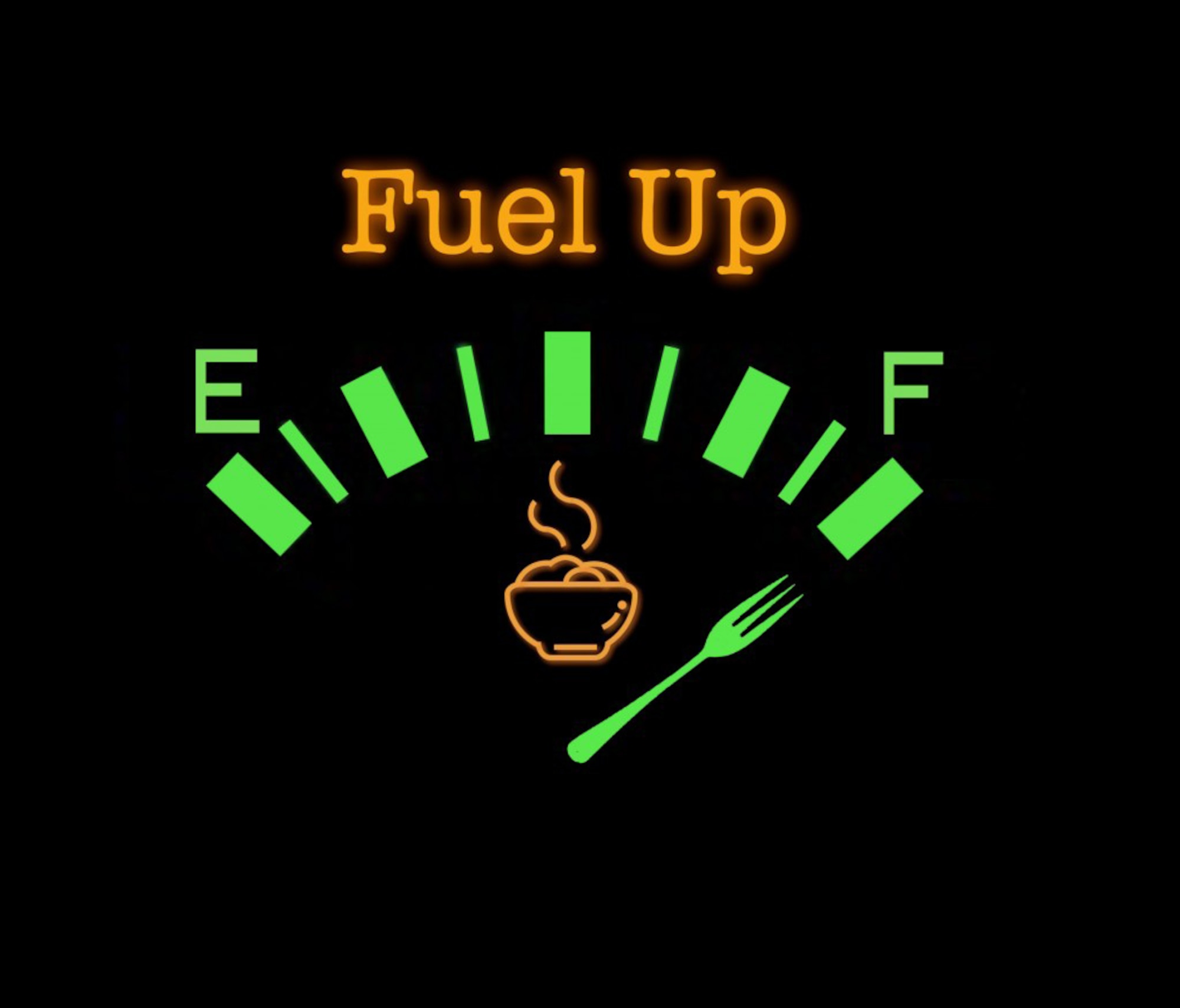 a car fuel gage with a fork as an indicator