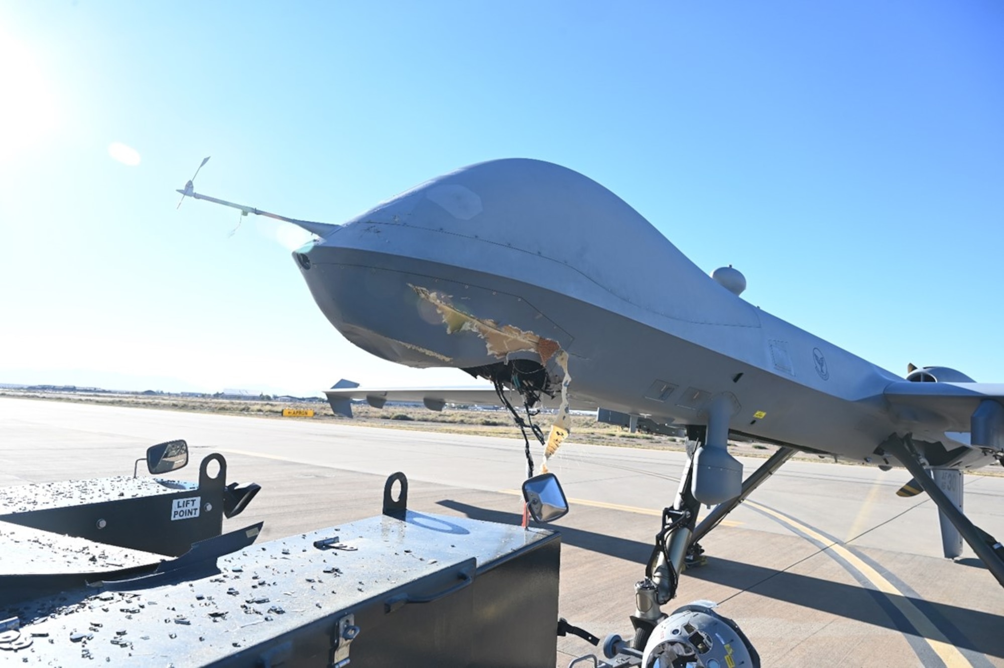 Preventable aircraft maintenance mishaps, such as the damage to this MQ-9 Reaper during a towing incident, have cost AETC tens of millions of dollars over the past five years. The damage to this MQ-9 alone cost more than $3 million. Command leadership hopes new, innovative aircraft maintenance ORM initiatives will reverse this negative trend.