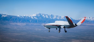 AFRL’s XQ-67A Off Board Sensing Station, or OBSS, designed and built by General Atomics, took its maiden flight Feb. 28 from Gray Butte Field Airport, Palmdale, California. XQ-67A completed several test points and safely recovered on the first of a series of flight tests. The XQ-67A is the first of a second generation of autonomous collaborative platforms, or ACP.(Courtesy photo.)