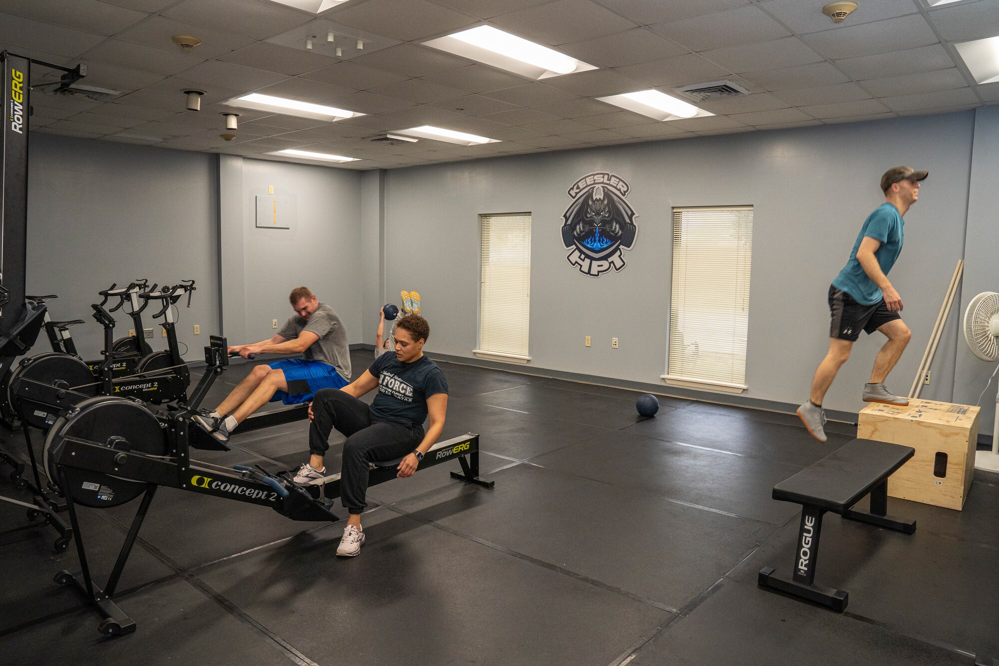 Airmen assigned to the 81st Training Group perform various workouts at the Human Performance building on Keesler Air Force Base, Mississippi, Jan. 25, 2024.