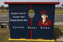 U.S. Marines with Marine Corps Base (MCB) Camp Blaz revisited a bus stop originally painted in 2021 to revitalize its color and design Dededo, Guam, Feb. 5, 2024. MCB Camp Blaz partnered with the Dededo Mayor’s Office to touch up the bus stop across from its current home on NCTS Guam as one of its island beautification Projects. Community service and volunteer events allow service members to build and foster relationships with the community while also giving back to it. (U.S. Marine Corps photo by LCpl. Ryan Little)