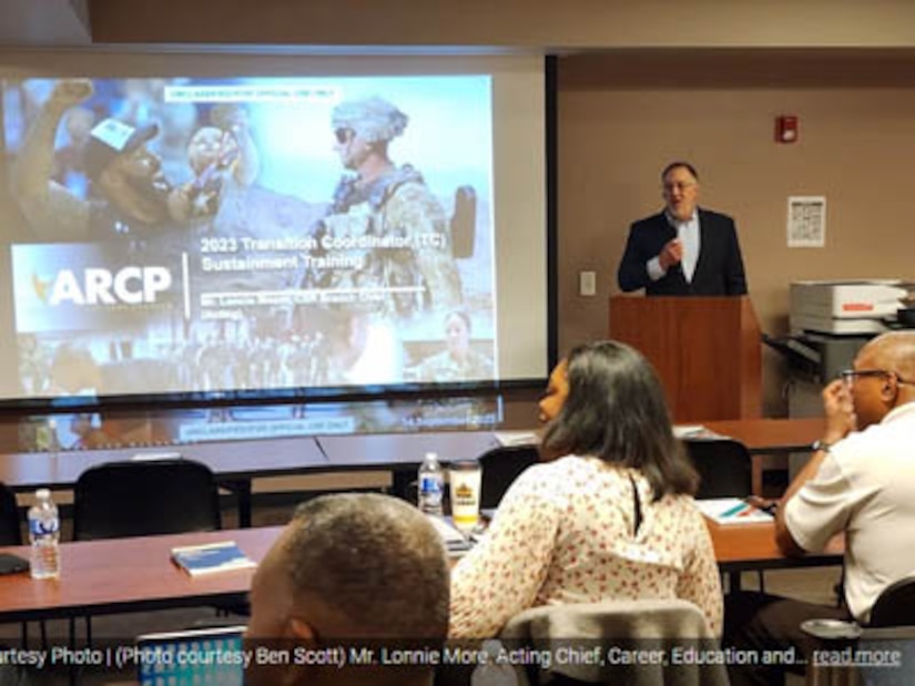 Courtesy Photo | (Photo courtesy Ben Scott) Mr. Lonnie More, Acting Chief, Career, Education and Readiness welcomes Transition Coordinators from across the country to training. Hosted by the Army Recovery Care Program, in Colorado Springs Sept 11-15 TC’s came together to discuss challenges, solutions and success stories for medically retiring service members