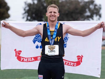 Photo By Spc. Robert Regan | U.S. Army Spc. Timothy Capps wins gold in the track event June 6, 2023 during the DoD Warrior Games Challenge, Naval Air Station North Island in San Deigo, California, June 6, 2023. More than 200 wounded, ill, or injured warrior athletes representing the U.S. Army, Marine Corps, Navy, Air Force, and Special Operations Command are competing in 11 adaptive sports including archery, track and field, swimming, rowing, shooting, powerlifting, cycling, wheelchair basketball, sitting volleyball, and wheelchair rugby. (U.S. Army photo by Spc. Robert Regan)